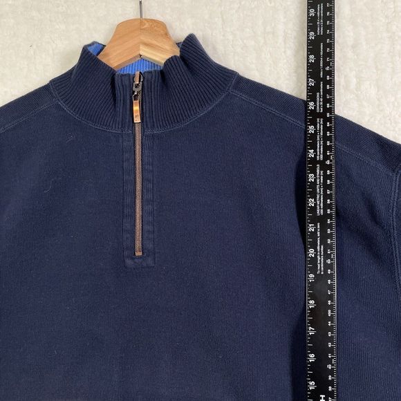 Tommy Bahama Navy Blue & Blue 1/4 Zip Reversible Pullover Long Sleeve Sweater L - Picture 4 of 8